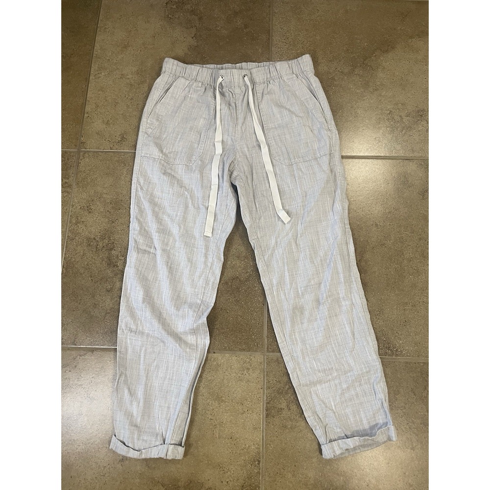 Loft Outlet Womens Sz S Heather Gray Wide Leg Cotton Blend Drawstring Pants